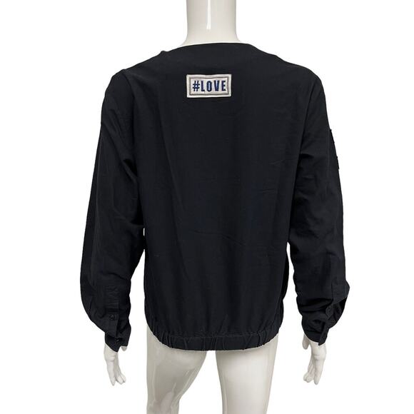 MSGM Black Cotton Patch Embroidered Pullover Sweatshirt Top Size 42 US 6 - Picture 3 of 5